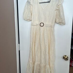 Elegant Cream Eyelet Dress